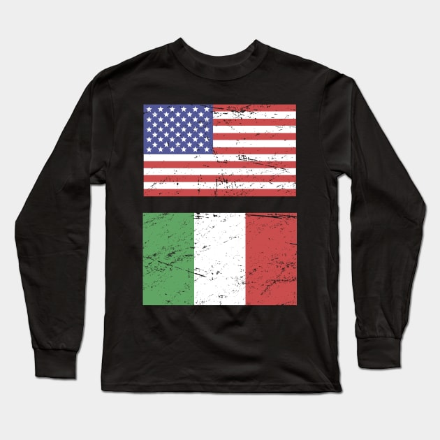 United States Flag & Italy Flag Long Sleeve T-Shirt by MeatMan